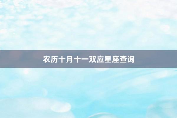 农历十月十一双应星座查询